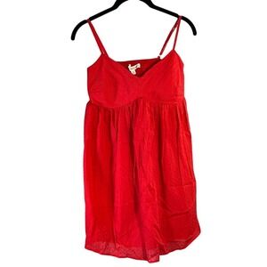 Splendid Red Sleeveless Sundress V Neck Eyelet Casual‎ Summer Dress